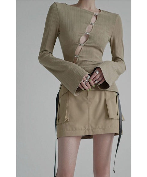 Asymmetric Cut-Out Hook Cardigan